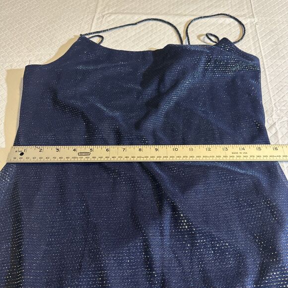 Vtg Rhapsody LTD Maxi Slip Dress Sparkle Blue Ombre Y2K 90s Fairy Grunge Sz 12 - Picture 12 of 13